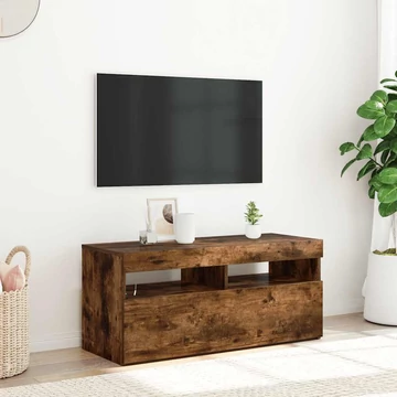 Füstös tölgy színű TV-szekrény LED-ekkel 90 x 35 x 40 cm