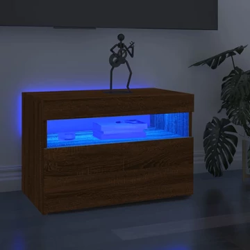 Barna tölgyszínű TV-szekrény LED-ekkel 60 x 35 x 40 cm