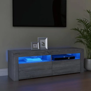 Szürke sonoma színű TV-szekrény LED-lámpákkal 120 x 35 x 40 cm