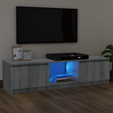 Szürke sonoma színű TV-szekrény LED lámpákkal 120 x 30 x 35,5cm