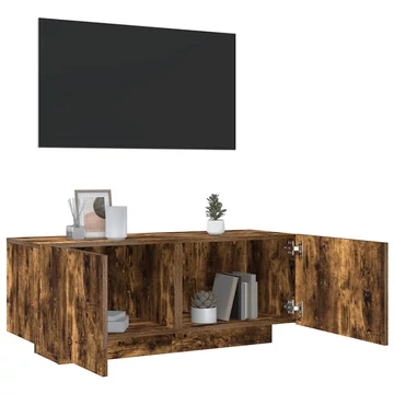 Füstös tölgy színű szerelt fa TV-szekrény 100 x 35 x 40 cm