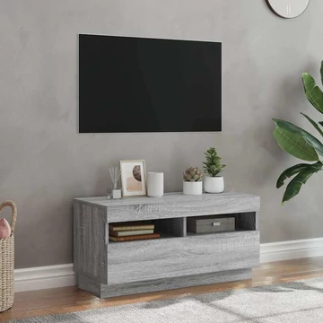 Szürke sonoma TV-szekrény LED világítással 80 x 35 x 40 cm