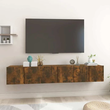 3 db füstös tölgy színű fa függő TV-szekrény 60 x 30 x 30 cm