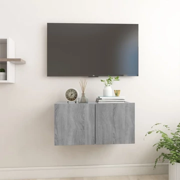 Szürke sonoma színű szerelt fa függő TV-szekrény 60x30x30 cm