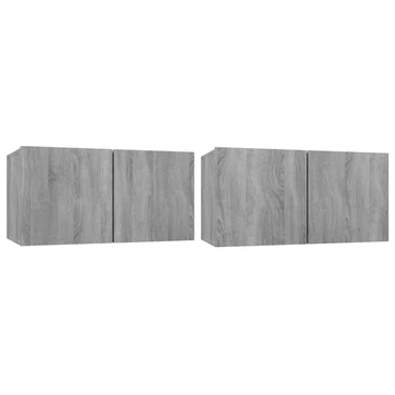 2 db füstös tölgy szerelt fa függő TV-szekrény 60 x 30 x 30 cm