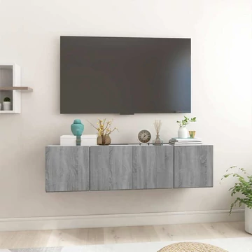 2 db füstös tölgy szerelt fa függő TV-szekrény 60 x 30 x 30 cm