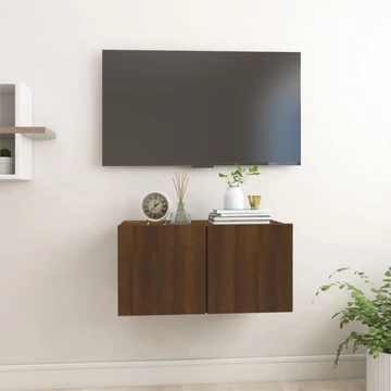 Barna tölgy színű szerelt fa függő TV-szekrény 60 x 30 x 30 cm
