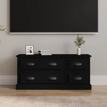 Fekete szerelt fa TV-szekrény 100x35,5x45 cm