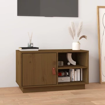 Mézbarna tömör fenyőfa TV-szekrény 70 x 34 x 40 cm