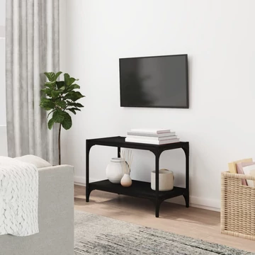 Fekete szerelt fa és acél TV-szekrény 60 x 33 x 41 cm