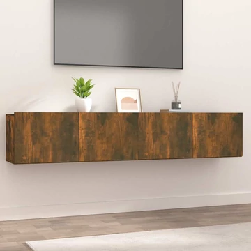 2 db füstös tölgy színű szerelt fa TV-szekrény 80 x 30 x 30 cm