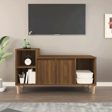Barna tölgyszínű szerelt fa TV-szekrény 100x35x55 cm