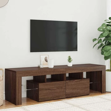Barna tölgyszínű TV-szekrény LED-lámpákkal 140 x 36,5 x 40 cm