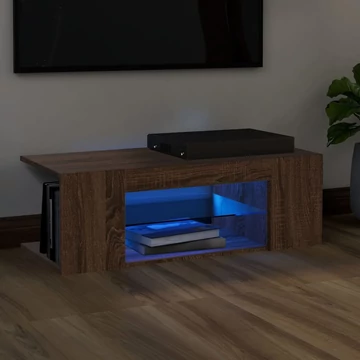 Barna tölgy színű LED-es TV-szekrény 90 x 39 x 30 cm