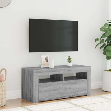 Szürke sonoma színű TV-szekrény LED-világítással 90x35x40 cm