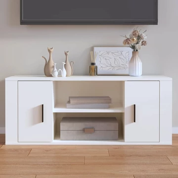 Fehér szerelt fa TV-szekrény 100 x 35 x 40 cm