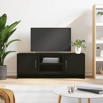 Fekete szerelt fa TV-szekrény 102x30x37,5 cm
