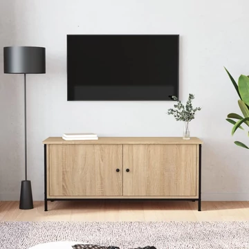 Sonoma tölgyszínű szerelt fa TV-szekrény ajtókkal 102x35x45 cm