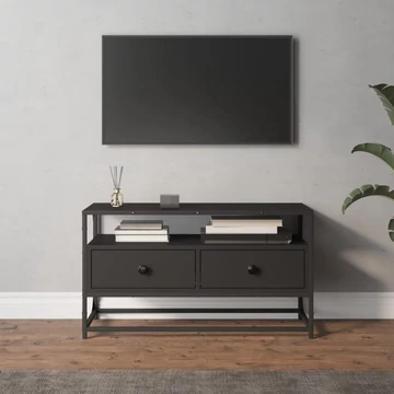 Fekete szerelt fa TV-szekrény 80x35x45 cm