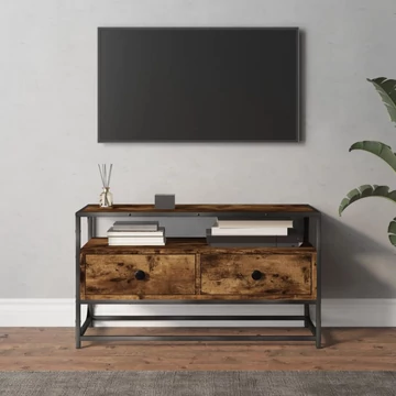 Füstös tölgy színű szerelt fa TV-szekrény 80x35x45 cm