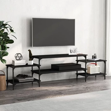 Fekete szerelt fa TV-szekrény 197x35x52 cm