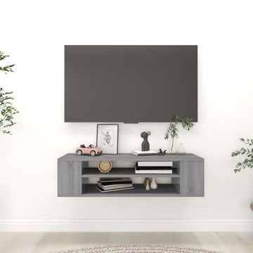Szürke sonoma színű szerelt fa függő TV-szekrény 100x30x26,5 cm