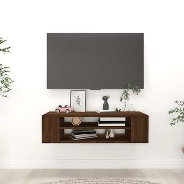 Barna tölgyszínű szerelt fa függő TV-szekrény 100x30x26,5 cm