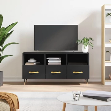 Fekete szerelt fa TV-szekrény 102 x 36 x 50 cm