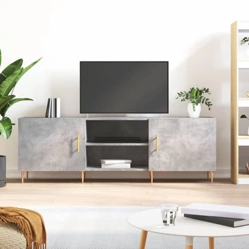 Betonszürke szerelt fa TV-szekrény 150 x 30 x 50 cm