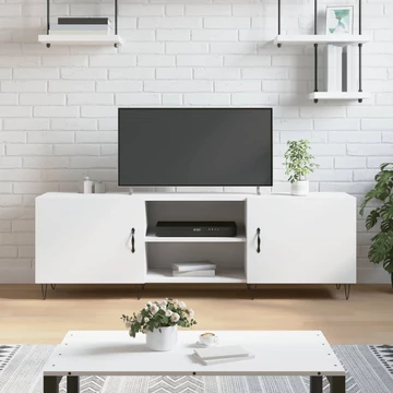 Fehér szerelt fa TV-szekrény 150 x 30 x 50 cm