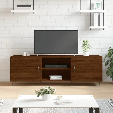 Barna tölgyszínű szerelt fa TV-szekrény 150x30x50 cm