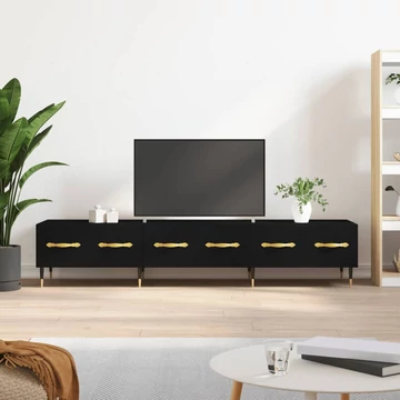Fekete szerelt fa TV-szekrény 150 x 36 x 50 cm