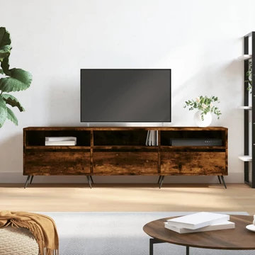 Füstös tölgy színű szerelt fa TV-szekrény 150 x 30 x 44,5 cm