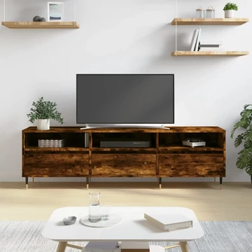 Füstös tölgy színű szerelt fa TV-szekrény 150 x 30 x 44,5 cm