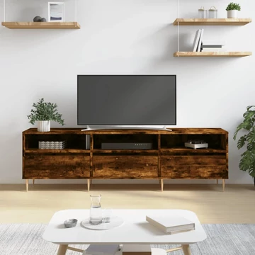 Füstös tölgy színű szerelt fa TV-szekrény 150 x 30 x 44,5 cm