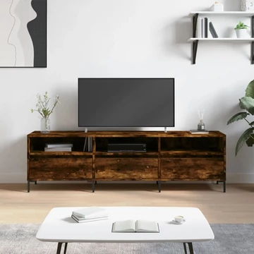 Füstös tölgy színű szerelt fa TV-szekrény 150 x 30 x 44,5 cm