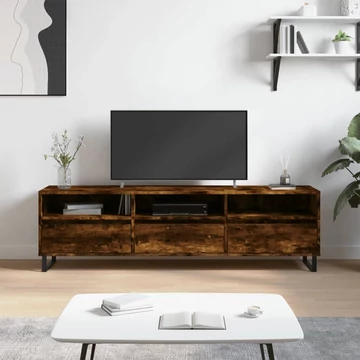 Füstös tölgy színű szerelt fa TV-szekrény 150 x 30 x 44,5 cm