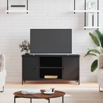 Fekete szerelt fa TV-szekrény 100x40x50 cm