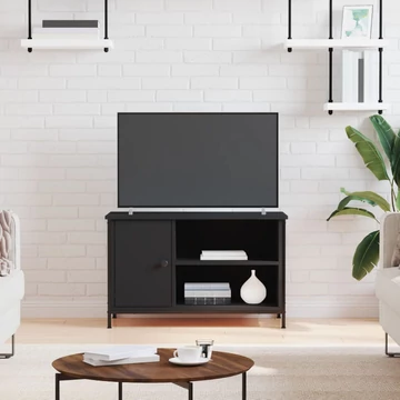 Fekete szerelt fa TV-szekrény 80x40x50 cm