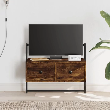 Füstös tölgy színű szerelt fa fali TV szekrény 60,5x30x51 cm