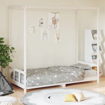 Fehér tömör fenyőfa gyerekágykeret 90 x 200 cm