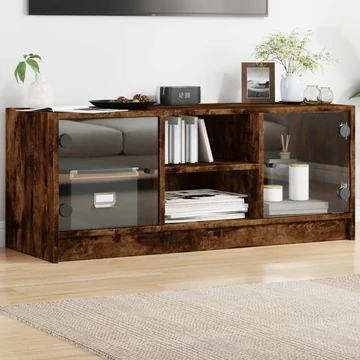 Sonoma tölgy színű TV-szekrény üvegajtókkal 102 x 37 x 42 cm