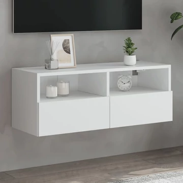 Fehér szerelt fa fali TV-szekrény 80 x 30 x 30 cm