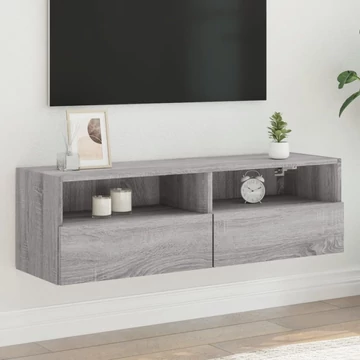 Szürke sonoma színű szerelt fa TV-szekrény 100 x 30 x 30 cm
