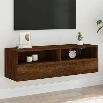 Barna tölgyszínű szerelt fa fali TV-szekrény 100 x 30 x 30 cm