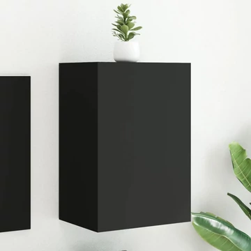 Fekete szerelt fa fali TV-szekrény 40,5 x 30 x 60 cm