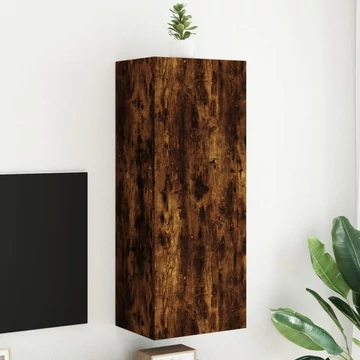 Füstös tölgy színű szerelt fa fali TV-szekrény 40,5x30x102 cm