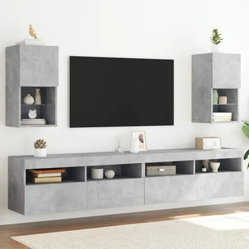 2 db betonszürke TV-szekrény LED-lámpákkal 30,5 x 35 x 40 cm
