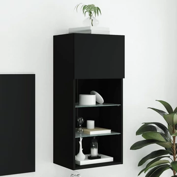 Fekete TV-szekrény LED-világítással 40,5x30x90 cm