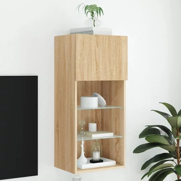 Sonoma tölgy színű TV-szekrény LED-lámpákkal 40,5x30x90 cm